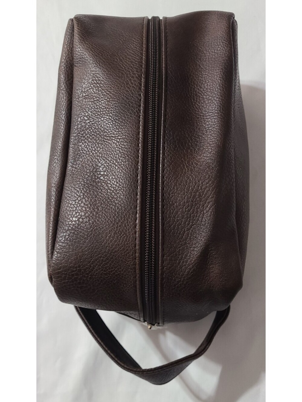 Sephora Pebbled Faux-Leather Toiletry Bag Dopp Kit Mens Size M Dark Brown Travel